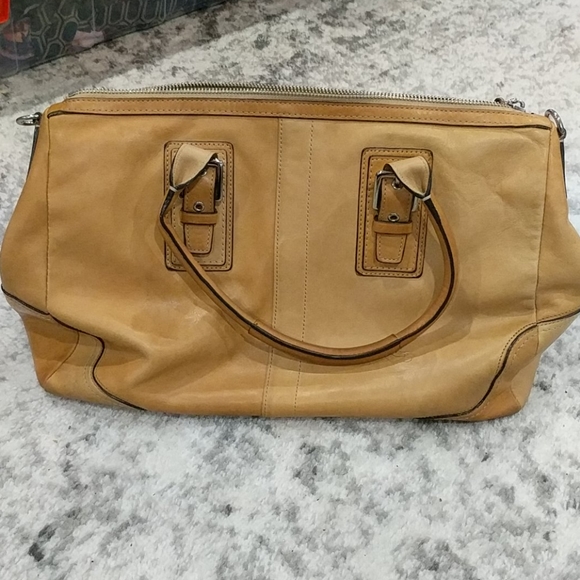 Coach tan leather satchel purse